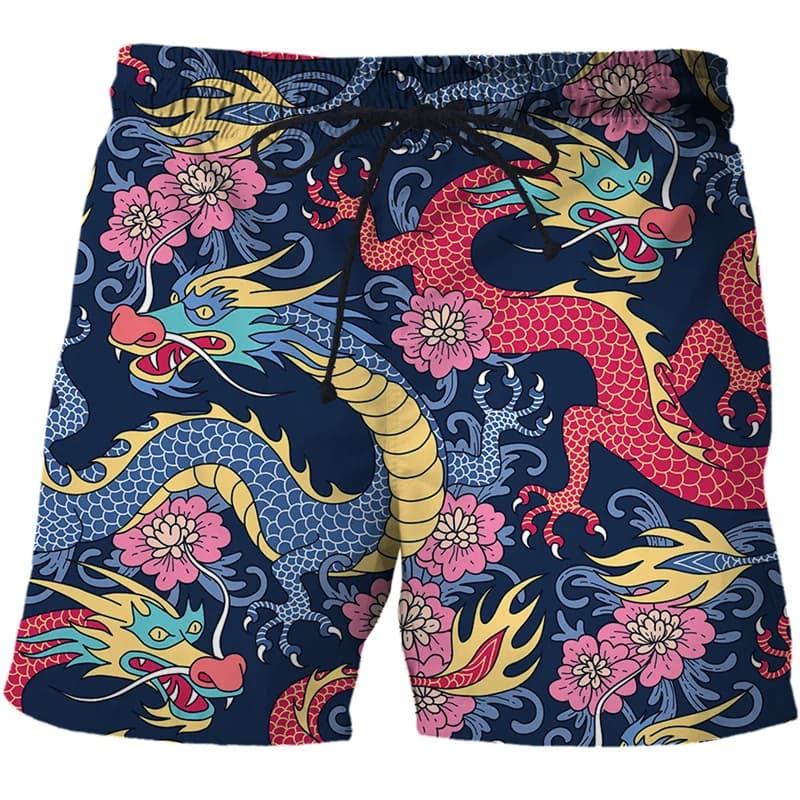 Dragon Totem Graphic Beach Shorts pantaloni uomo y2k stampa 3D Surf Board Shorts pantaloncini estate Hawaii costume da bagno costume da bagno Cool Ice Shorts