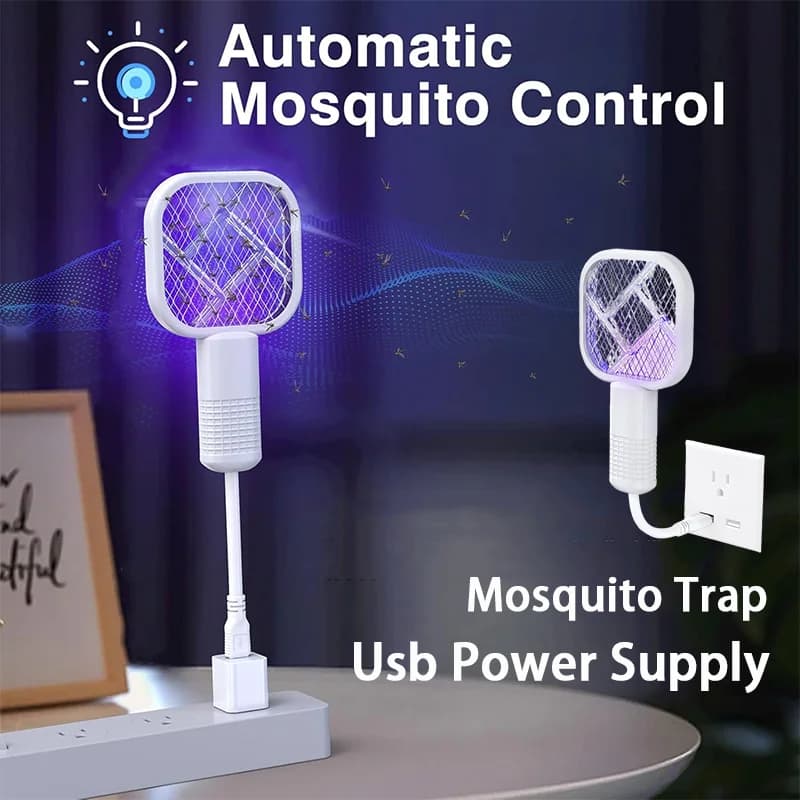 Racchetta Elettrica 2in1 per Zanzare con Luce UV, Ricaricabile, Portatile per il Controllo dei Parassiti in Giardino