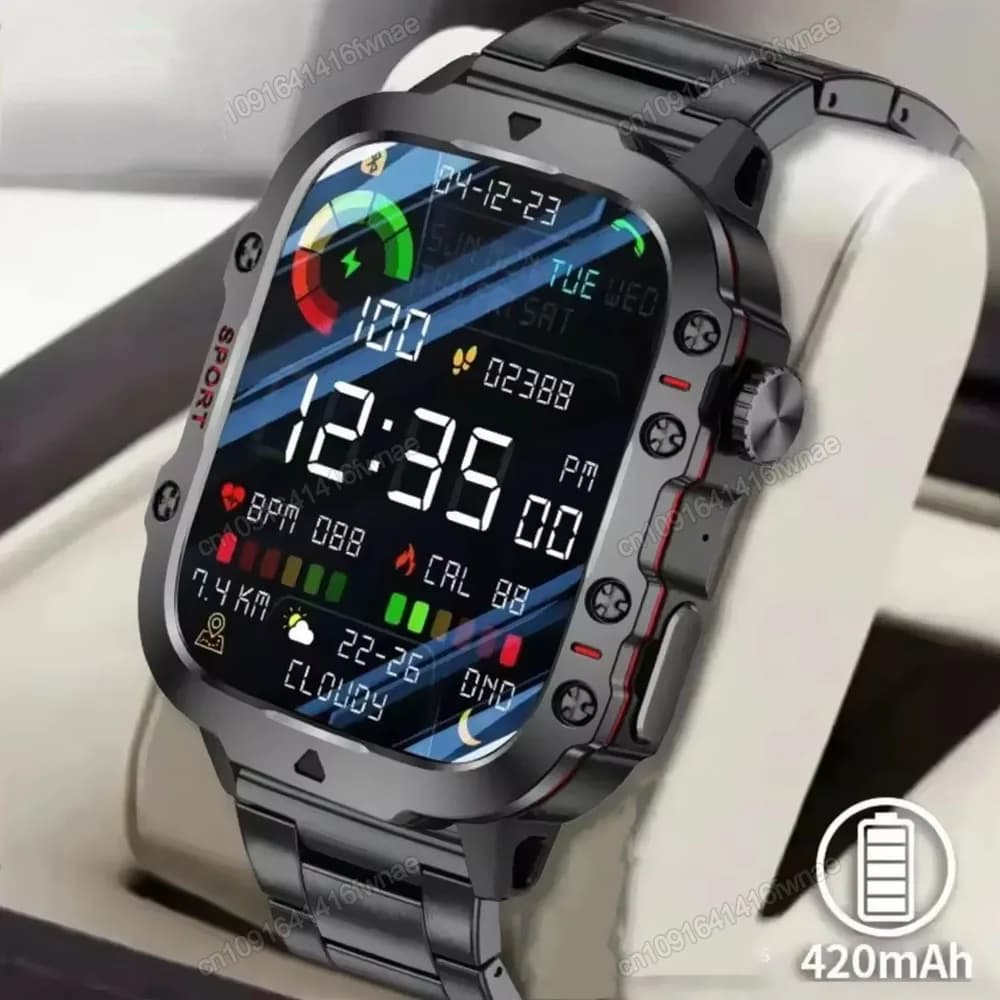 2026 Military Smartwatch GPS Men Flashlight Waterproof Outdoor Sports Tracker HD Bluetooth Call Smart Watch For Android IOS Hw12