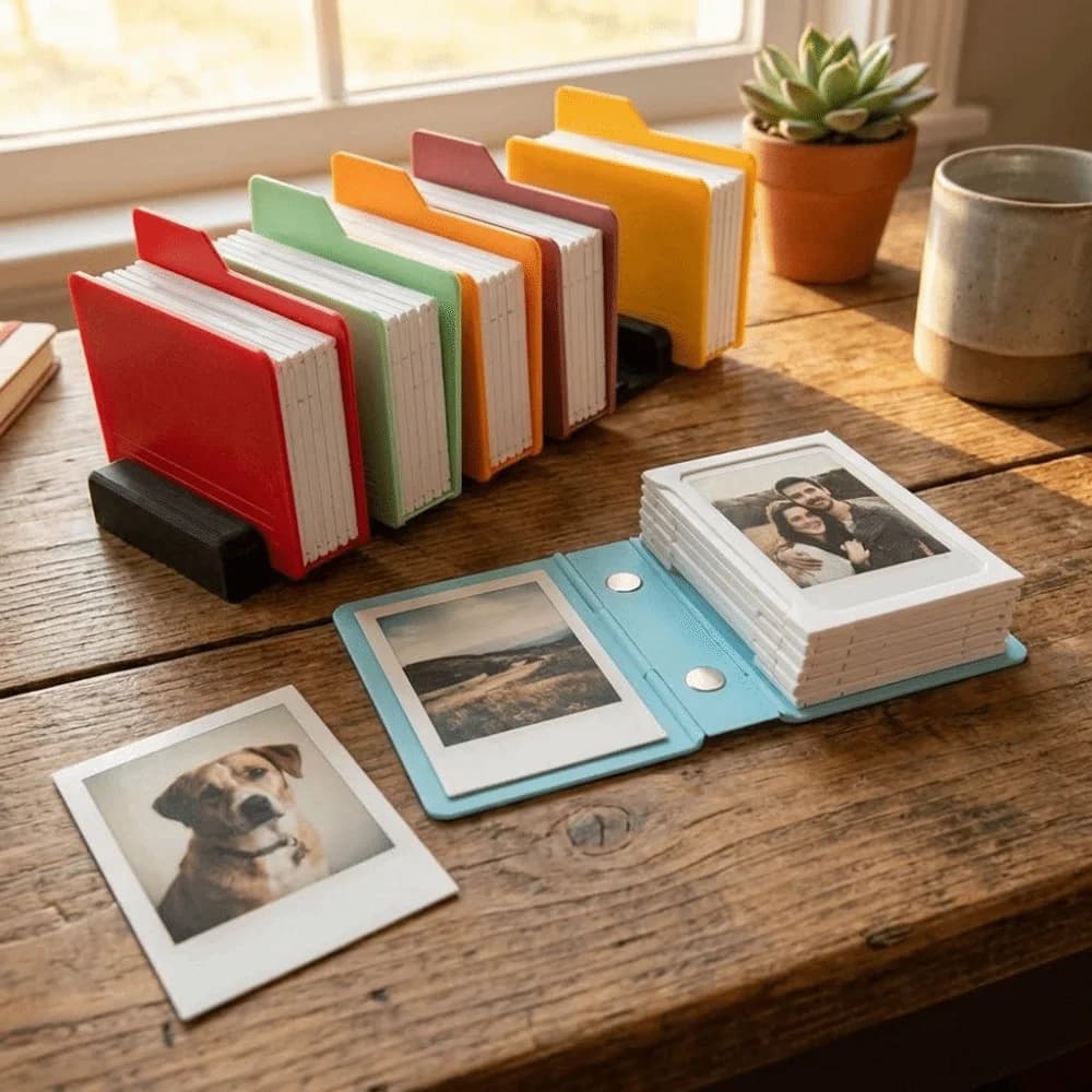 Cornice Fotografica Pieghevole in Plastica Creativa con Cerniera, Design Semplice, Album Fotografico Magnetico, Cornice Quadrata Mini per Ritratti, per Ufficio