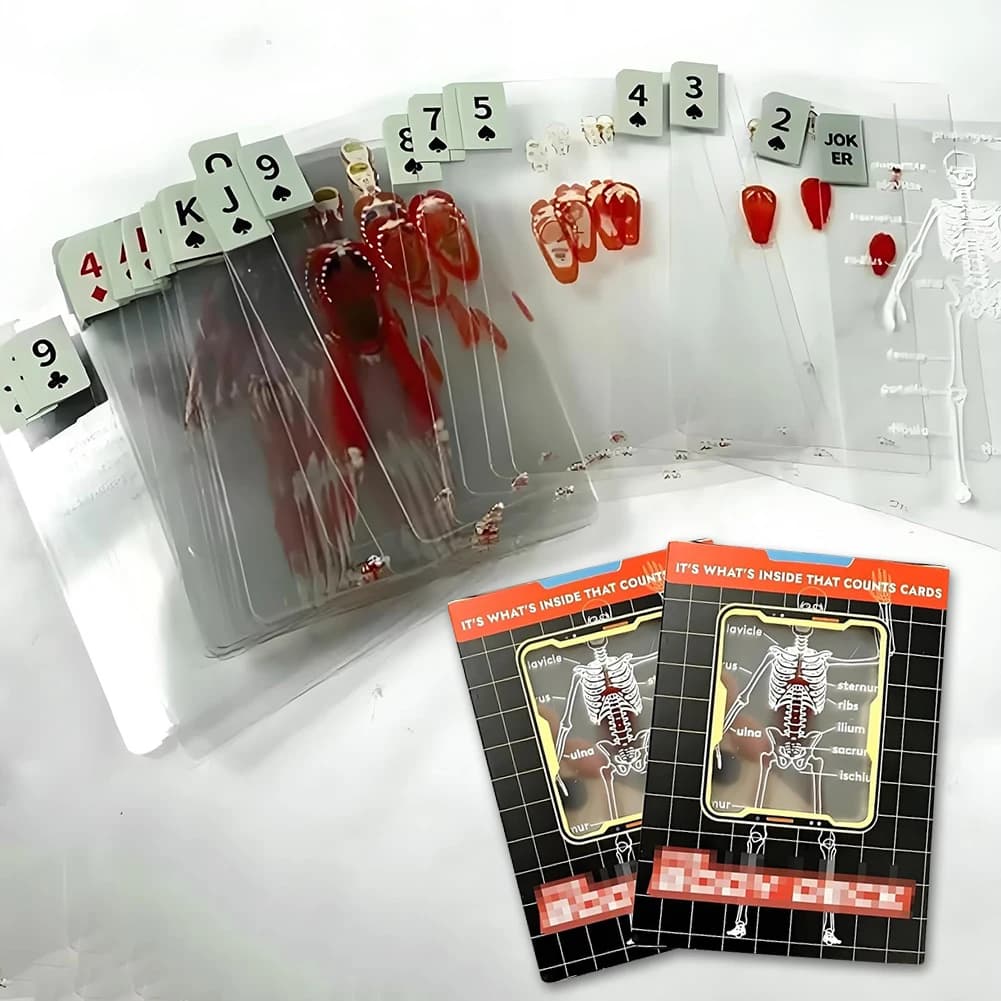 Carte da gioco The Body Deck Immagine 3D Carte da gioco riutilizzabili trasparenti Carte da gioco multiuso per anatomia umana per regali educativi