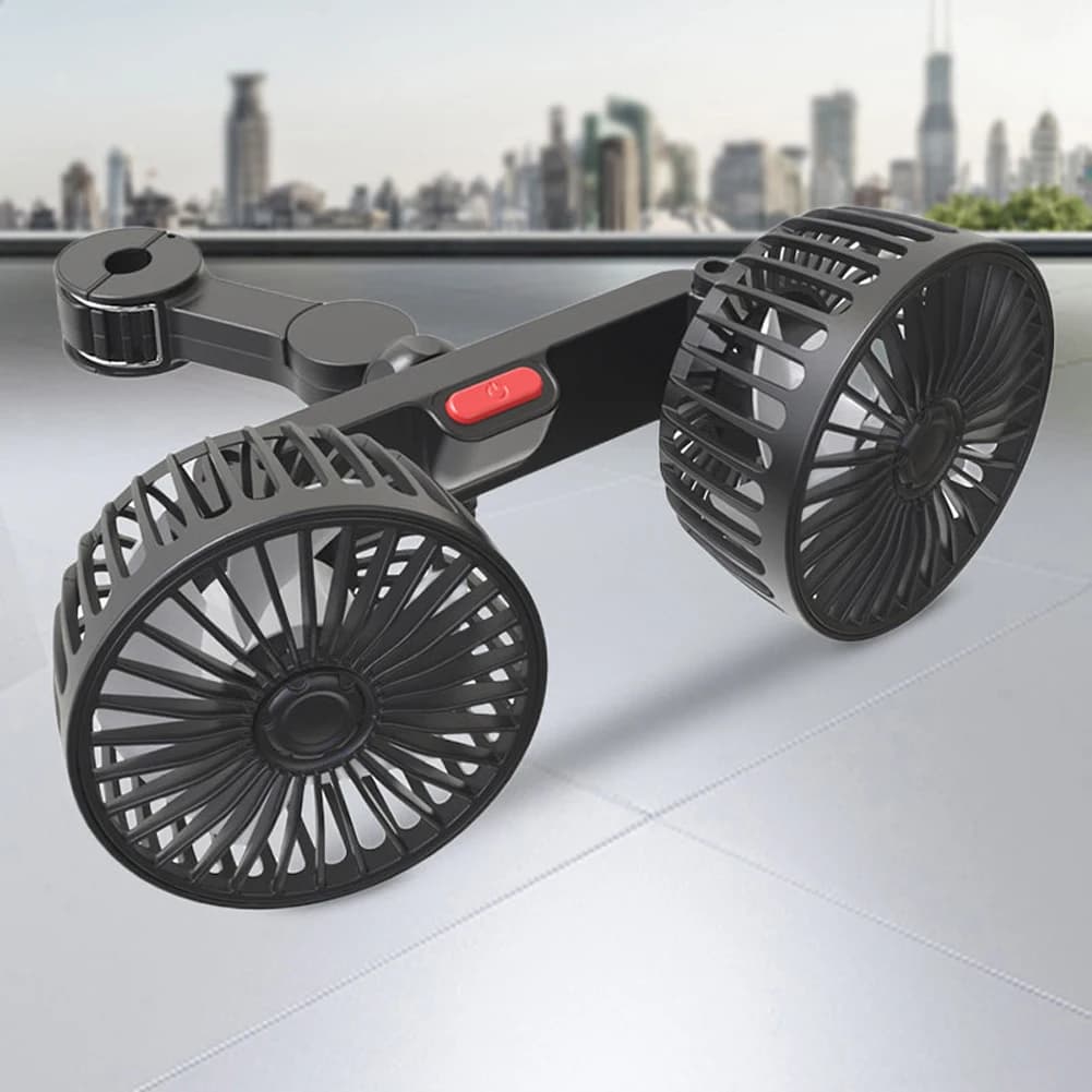 Ventola di ventilazione per poggiatesta automatico 12V/24V Ricarica USB Ventola di raffreddamento per auto elettrica Dispositivo di raffreddamento per sedile posteriore elettrico a doppia testa per SUV per veicoli