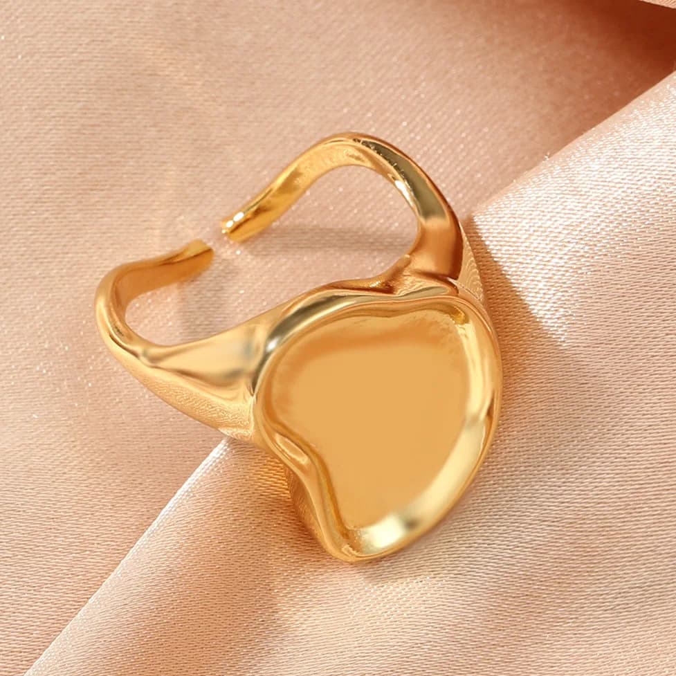 New gold geometric irregular concave design sense adjustable ring women's niche light luxury simple versatile ring