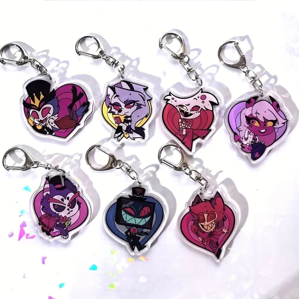 Anime Hazbin Hotel Figures Q Edition Acrylic Key Rings Fashion Anime Action Figure Collection Toys Bag Pendant Gift In Stock
