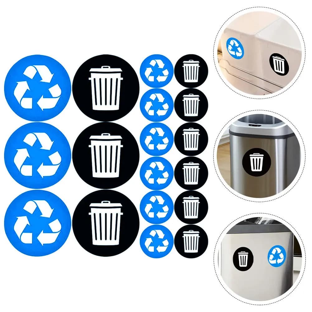 Set di Adesivi per la Classificazione dei Rifiuti, Etichette in PVC per Riciclaggio per Contenitori in Metallo, Finestre e Lattine in Acciaio Inox
