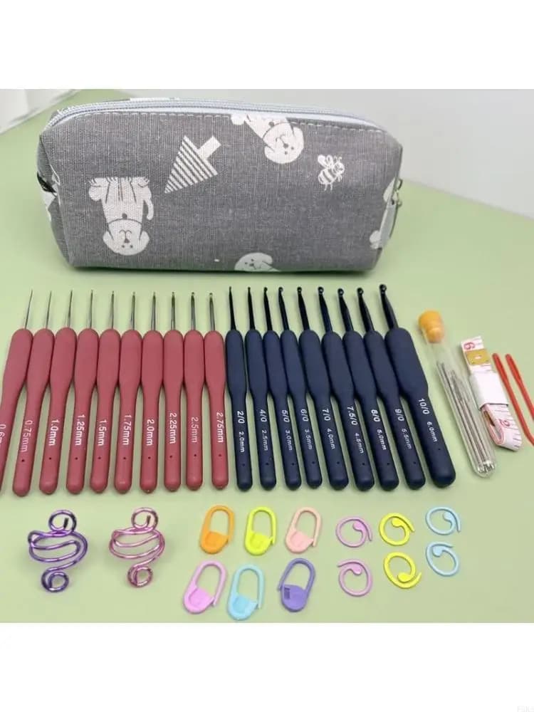 19 Size Crochet Hook Set 0.6m to 6.0mm Crochet Hooks Knitting Tool for Woman