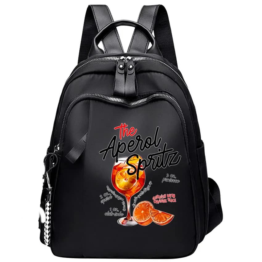Travel backpack double-shoulder bag fashionable travel schoolbag Iced Lemon Wine Beverage Print women's multi-purpose bag