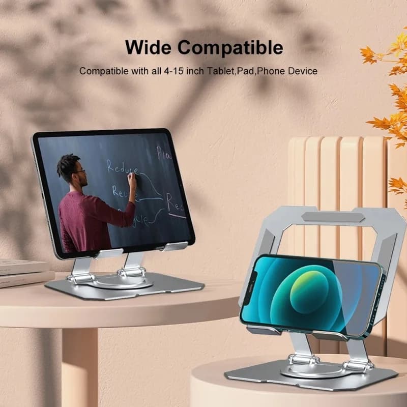 360 ° Supporto per tablet girevole, supporto da tavolo pieghevole regolabile, compatibile con tablet portatili iPad Pro/Air/Min da 4,7-12 pollici