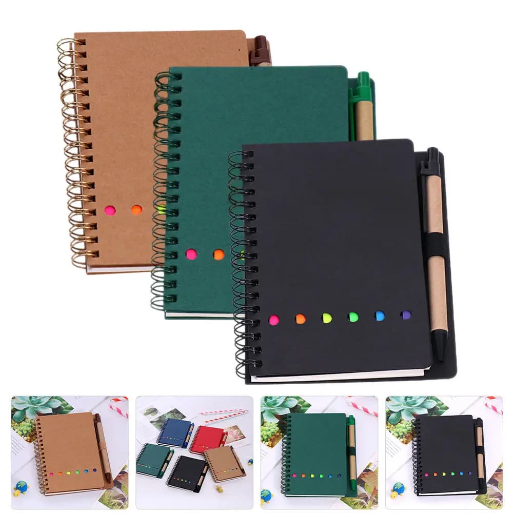 Set di 3 Quaderni a Spirale Colorati, Blocco Note Portatile per Conferenze, Planner per Studenti, Accessori per Ufficio e Scuola