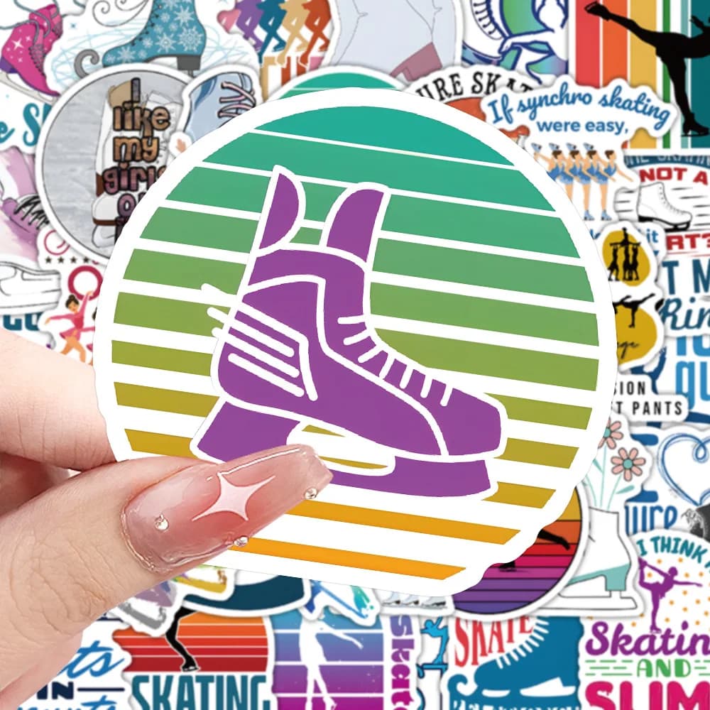 60 pezzi adesivi per pattini da ghiaccio adesivi per pattinaggio di figura cartoni animati divertenti decorazioni sportive bagagli laptop telefono bici adesivo graffiti