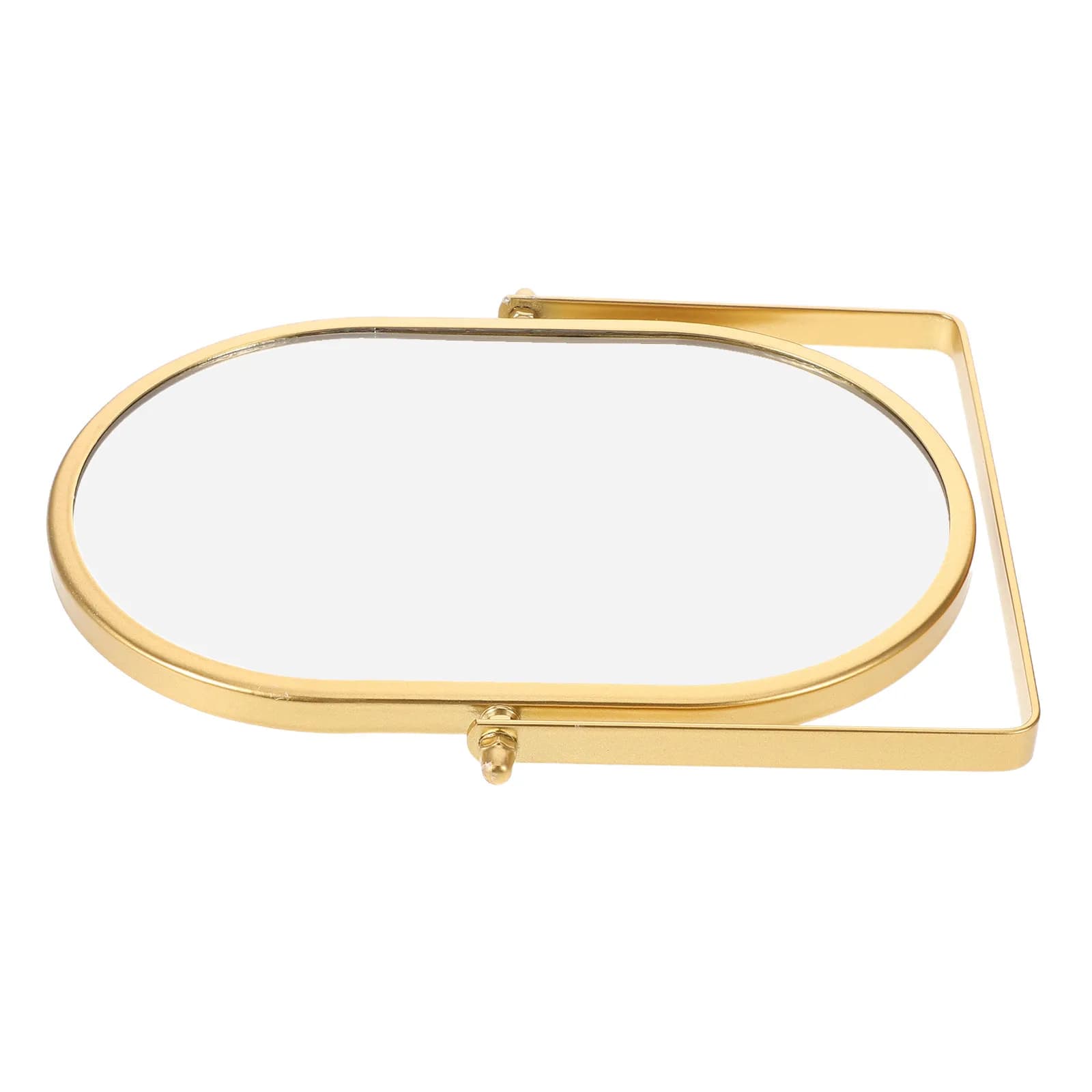 Piccolo Specchio Ovale Dorato per Trucco, Rotazione a 360 Gradi, Pieghevole, Portatile, per Camera da Letto e Bagno, Decorazione HD