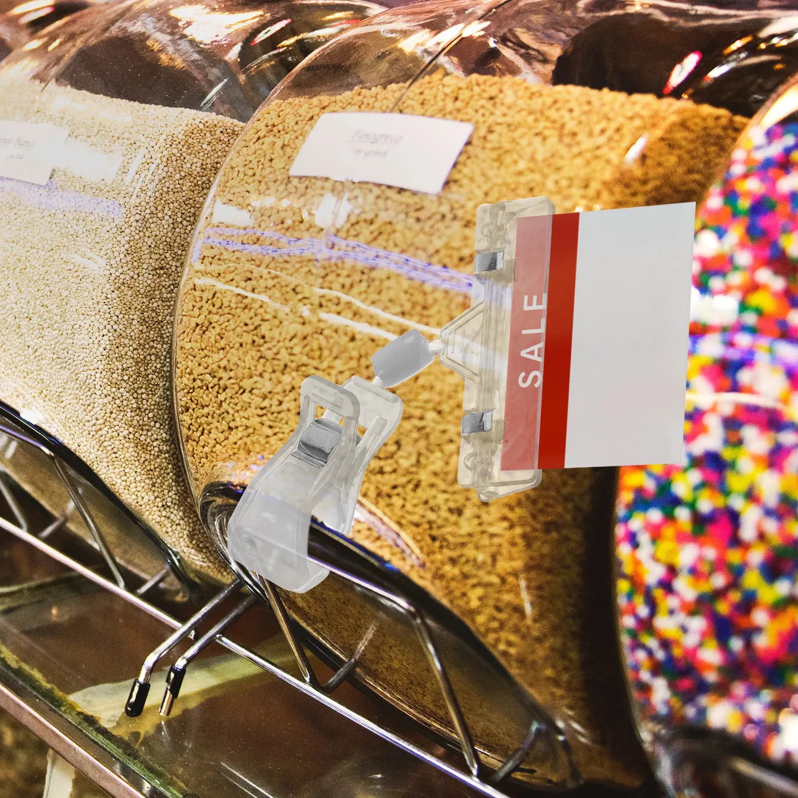 Clip per Etichette Prezzi Multifunzione 10 Pezzi, Porta Cartelli Girevole Trasparente per Negozi al Dettaglio, Supermercati, Espositori di Abbigliamento