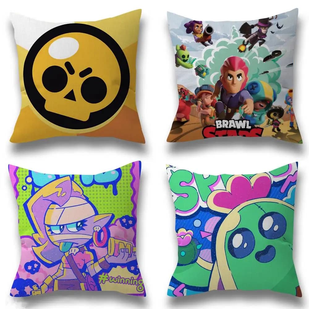 Federa Decorativa con Motivi del Gioco B-Brawl, Cuscino per Divano, Decorazione Casa