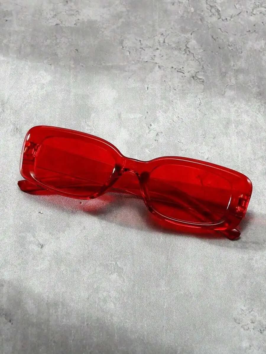 Occhiali da sole unisex con montatura quadrata rossa per la spiaggia, l'estate e lo stile street