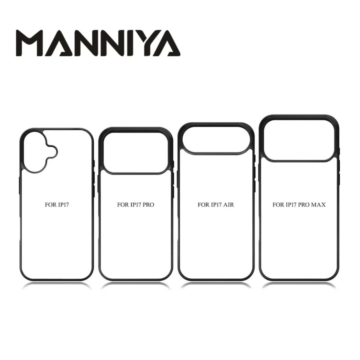 MANNIYA per iphone 17 Air 17 pro max Custodia in gomma per sublimazione 2D vuota TPU + PC con inserti in alluminio 10 pz/lotto
