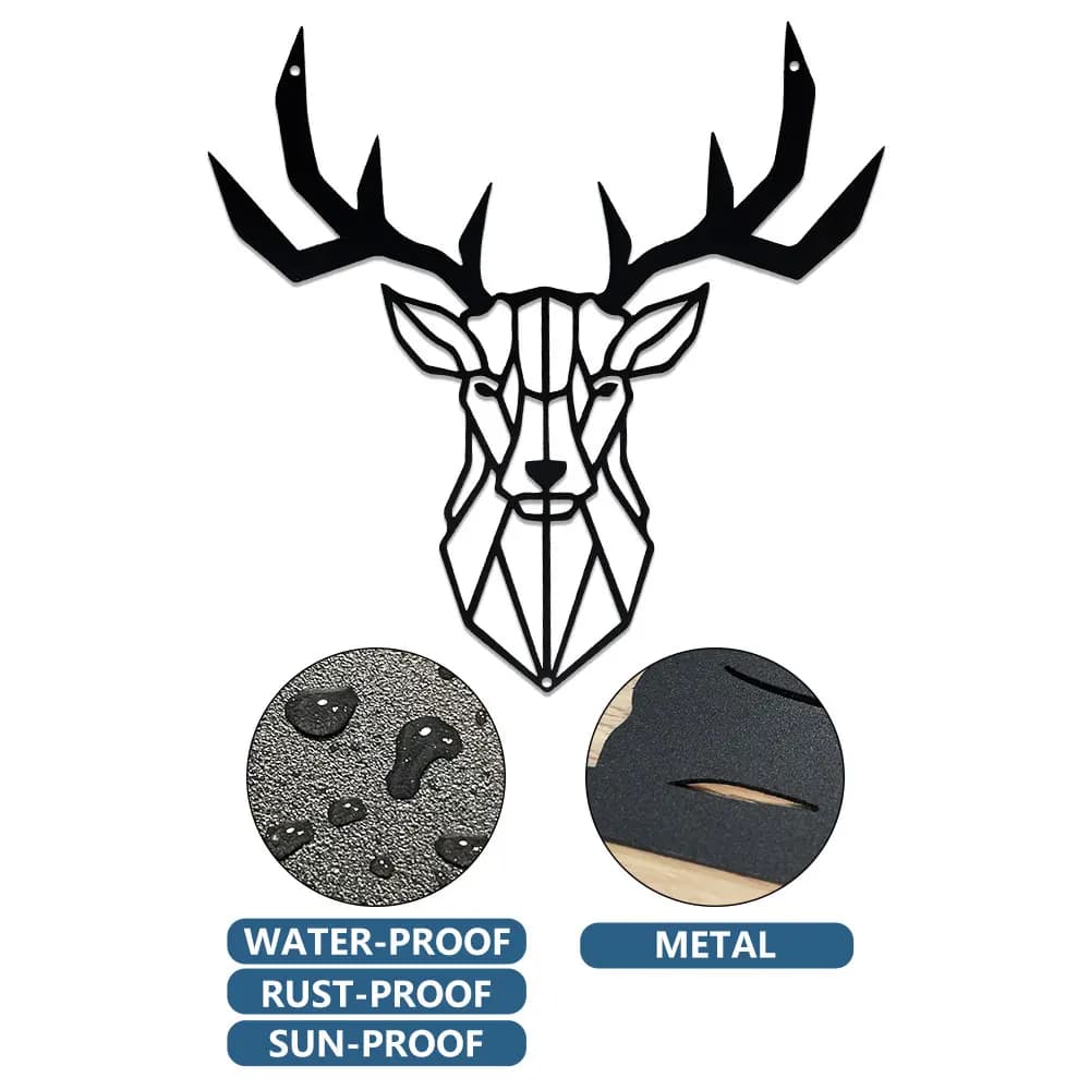 Laser-Engraved Metal Iron Deer Head Hollow Silhouette Decorative Painting Minimalist_ Home Crafts_ Indoor and Outdoor Art Wall