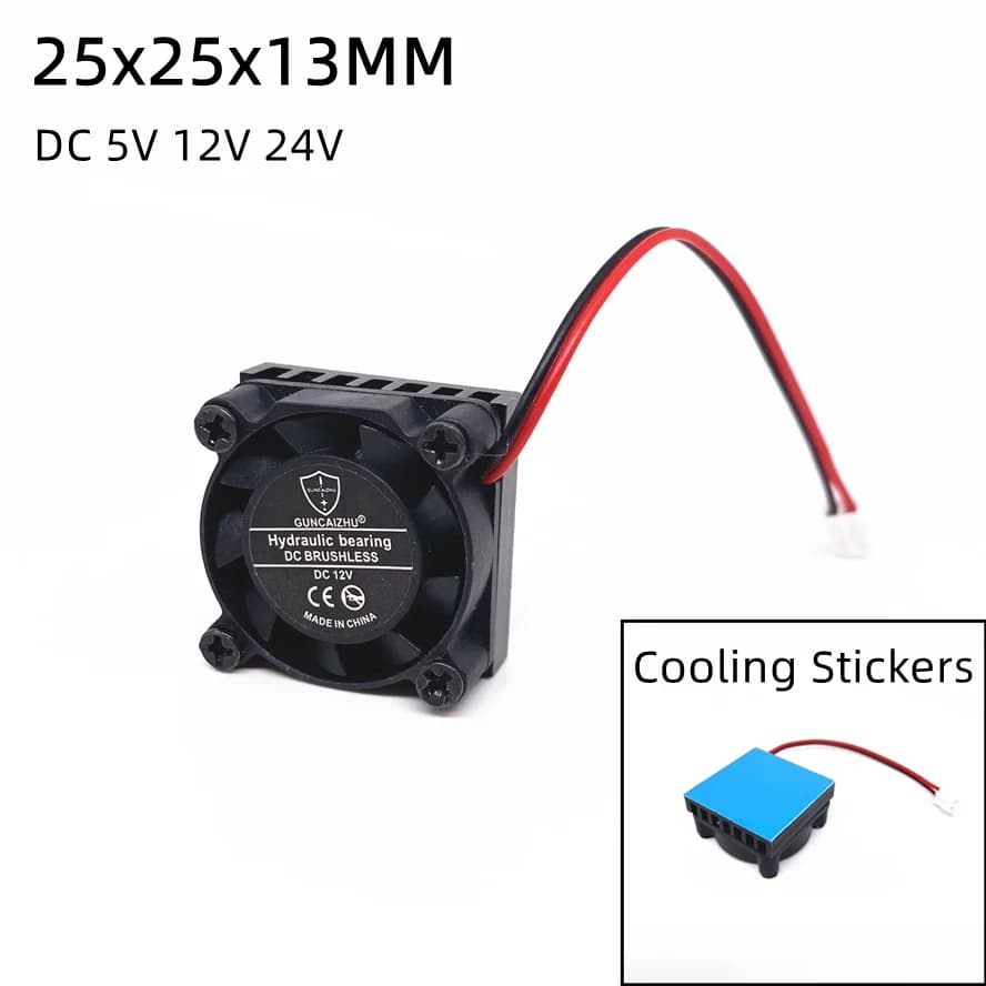 2507 25MM 25x25x13MM ventola di raffreddamento per ventola Raspberry Pi con dissipatore di calore DC 5V 12V 24V m.2 ventola SSD con 2pin