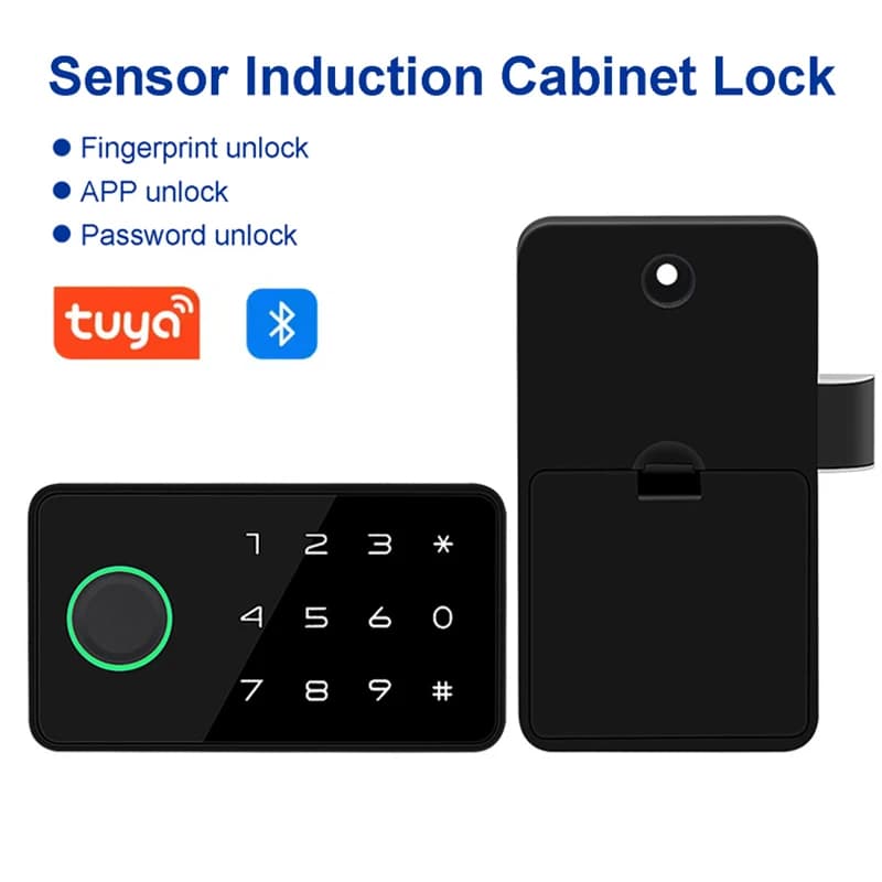 Bluetooth Tuya APP Impronta digitale Smart Cassetto Armadietto Serratura invisibile Armadietto in legno Password Sblocco per armadietto per mobili