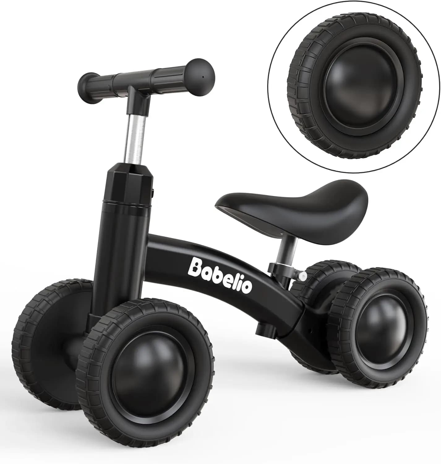 Bicicletta Senza Pedali Regolabile per Bambini 10-36 Mesi, Design Fuoristrada a 4 Ruote con Sterzo Sicuro e Ruote Antiscivolo