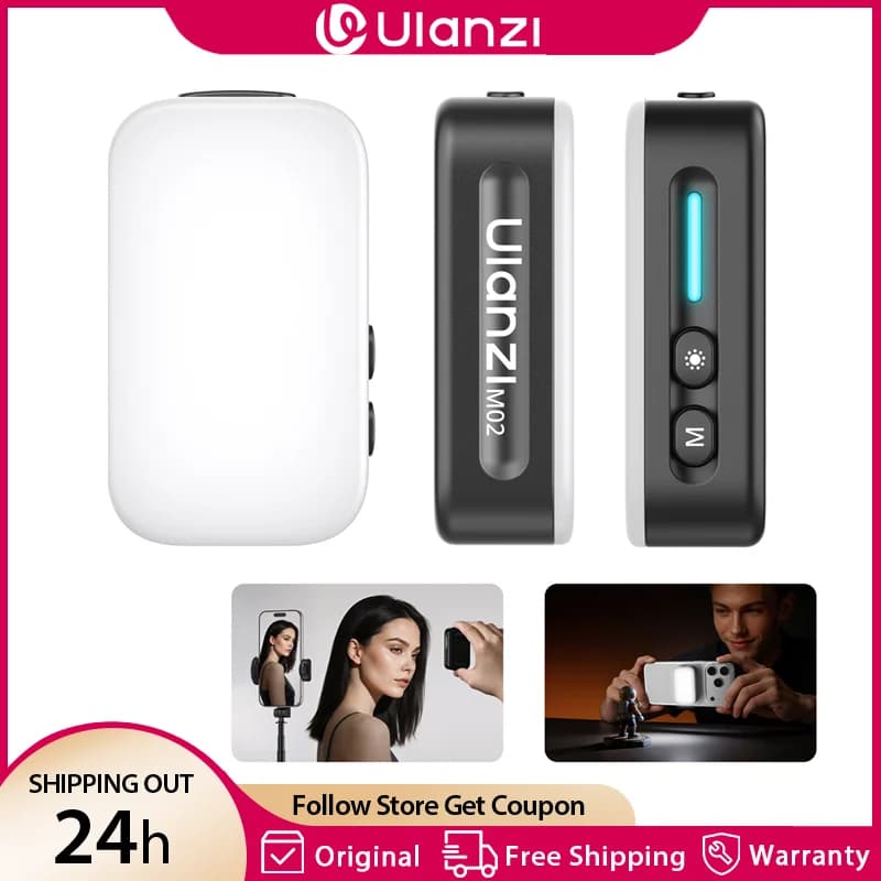 Ulanzi M02 Mini Flash Portatile Magnetico per iPhone 17 16 15 e Smartphone Android, Luce di Riempimento Regolabile a 4 Livelli, CRI 95+ per Vlog