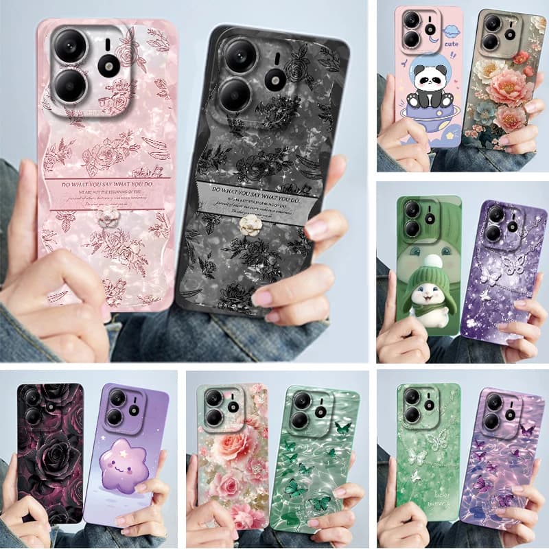 Case for Xiaomi Redmi Note 14 5G Phone Cover for Note14 5G Found Butterfly Flower Soft Silicone Back Cover for Redmi Note 14 5G