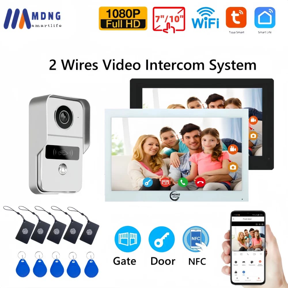 Sistema videocitofonico digitale a 2 fili Videocitofono WIFI wireless da 7/10 pollici Videocitofono Tuya Smart WIFI Campanello per appartamento domestico