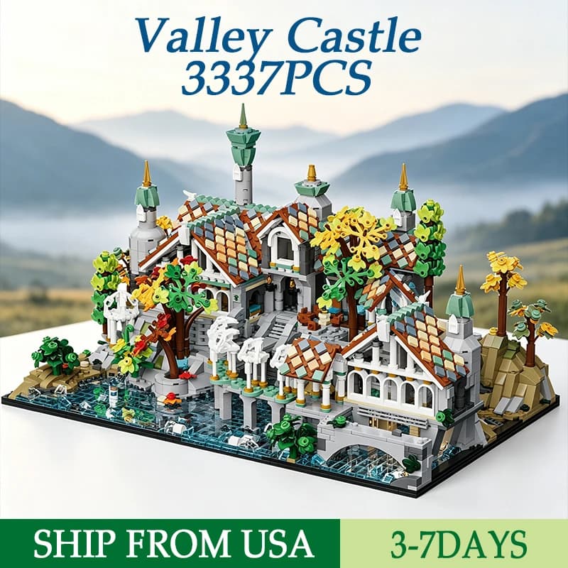 3337PCS The Last Homely House Elven Valley Castle Building Blocks Toys Medieval Magic Fairy Tale Architecture Brick Kit Home Deskop Ornaments Gifts For Birthday Holiday