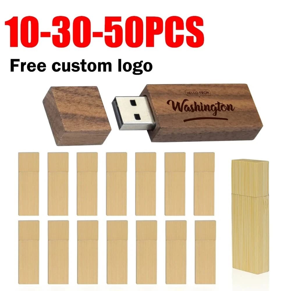 10/30/50 pz/lotto Logo Personalizzato In Legno USB Flash Drive Pen Drive 4gb 8gb 16gb 32gb 64gSmart Pendrive Stick Fotografia Regalo di Affari