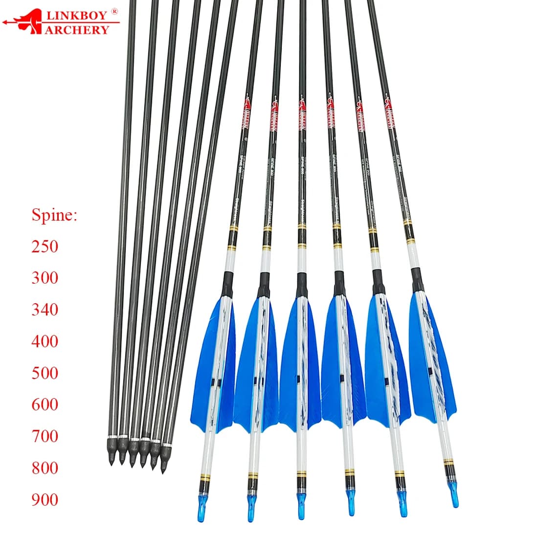 12PCS LINKBOY Carbon Arrows ID6.2mm Sp400 28/29/30/32inch 4inch Turkey Feather Compound Longbow Bow Archery Hunting