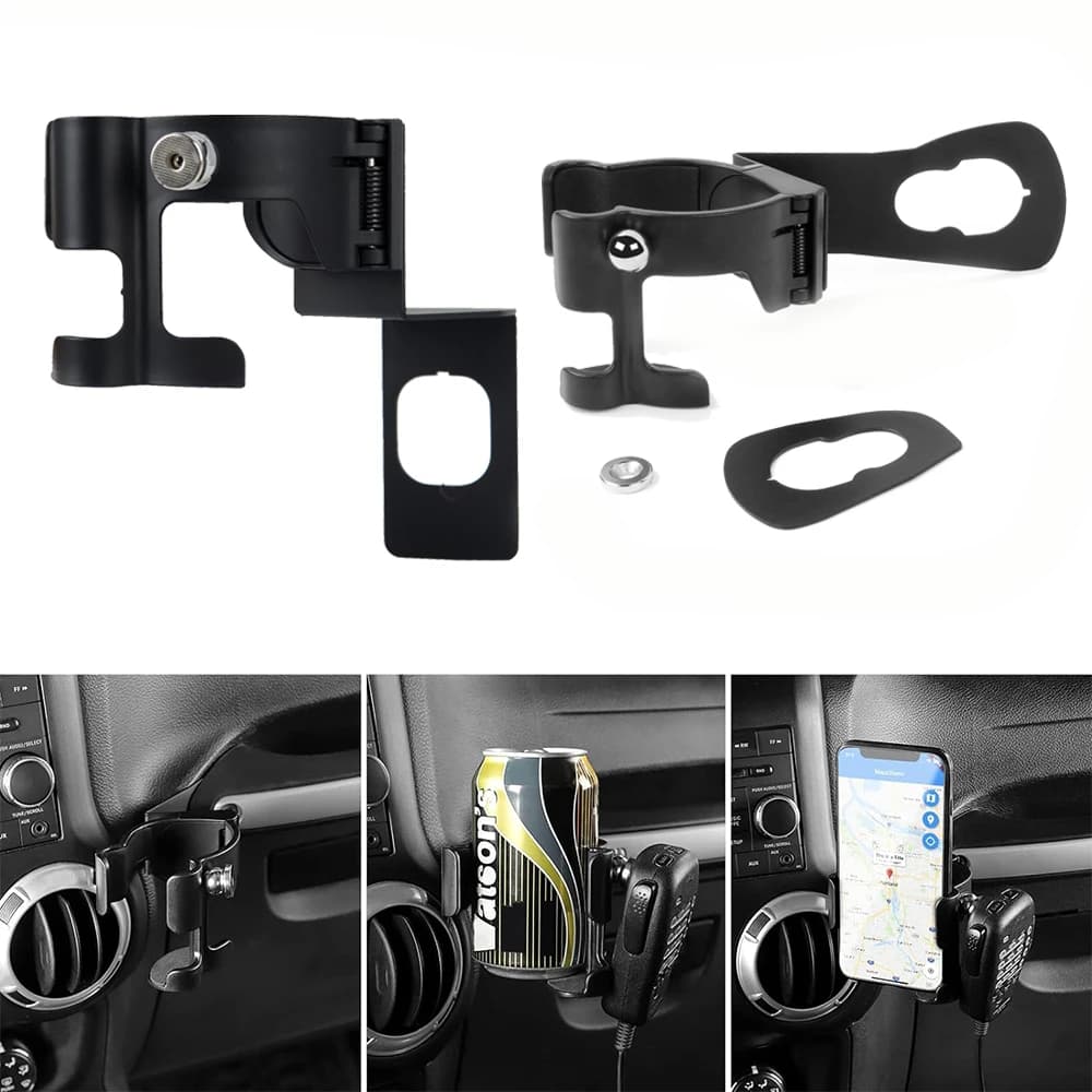 Supporto per telefono multifunzione per tazza di bevande 2 in 1 Staffa di supporto per walkie-talkie bullon per Jeep Wrangler JK JL JLU Gladiator JT 2011+