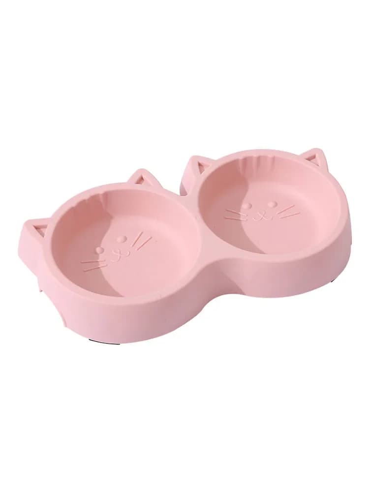 Forniture per animali domestici Doppia ciotola per gatti Materiale Cartone animato Forma di faccia di gatto Cibo Ciotola per acqua Accessori per mangiatoia per gatti per cuccioli antiscivolo