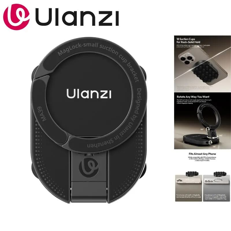 Supporto da tavolo magnetico Ulanzi MA39 MagLock 3-in-1 con 18 ventose per vlog, live streaming, viaggi e uso quotidiano