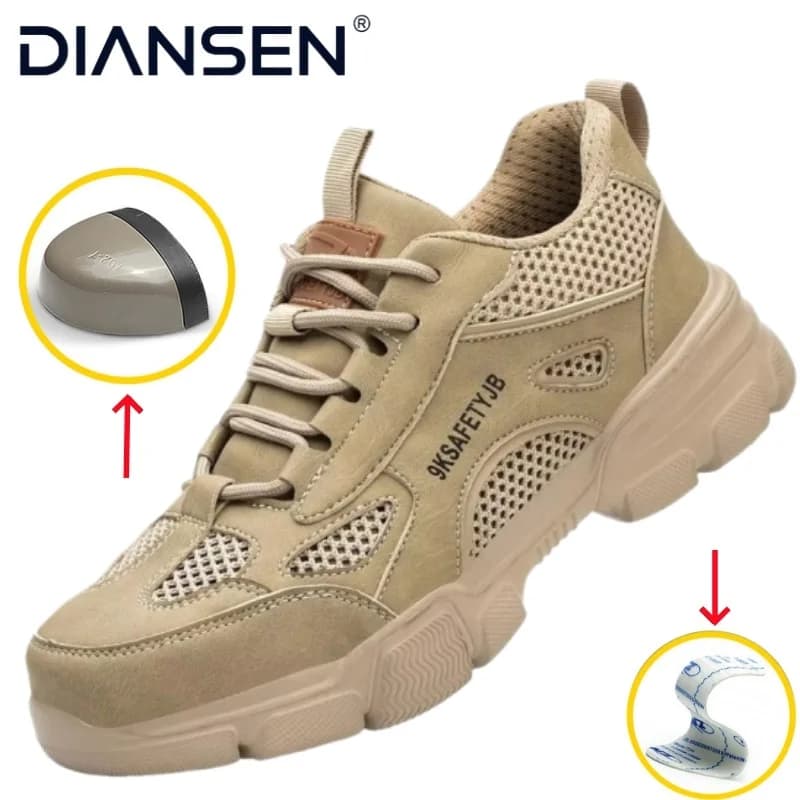 Scarpe Antinfortunistiche con Design Traforato, Punta in Acciaio Antiurto, Scarpe da Lavoro e Sportive per Uomo, Leggere, Comode e Resistenti