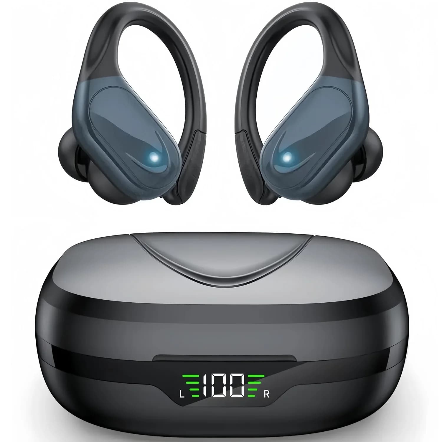 Nuove Cuffie Wireless Sportive 2026 con Microfoni ENC, Controllo a Pulsante, Display LED di Carica, Audio Stereo Hi-Fi, Bluetooth 5.4 TWS
