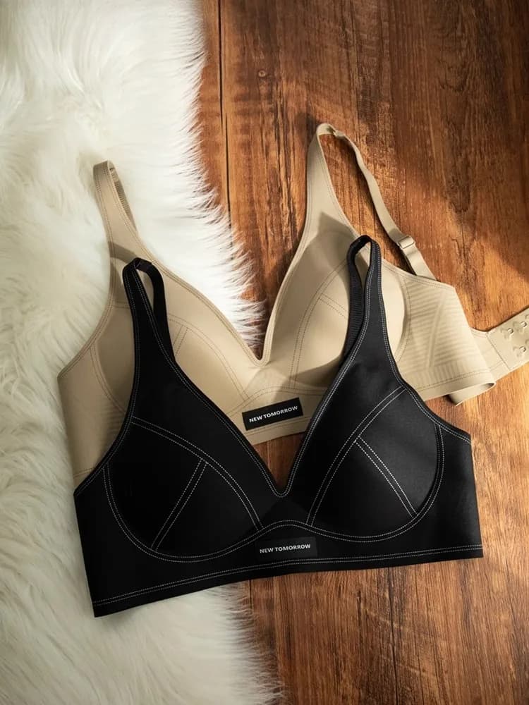 MOYISU Women's Lingerie Summer Traceless Small Bra Pull Together Without Ferretto Jelly Bar Soft Support Tuck Back Bra Cover ABC Cup