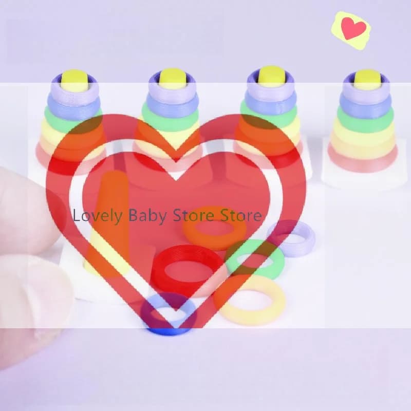 【BS】2 Set di Giocattoli Educativi per la Prima Infanzia, Torre Arcobaleno Impilabile, Puzzle per lo Sviluppo dell'Intelligenza, Giocattolo per Bambini, Regalo, Anelli Impilabili