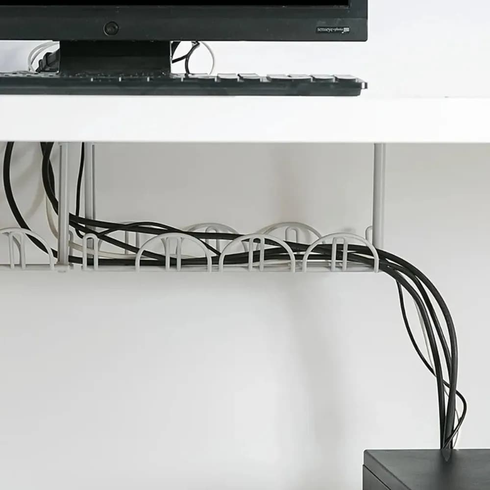 Under Desk Cable Management Tray Organizer Multi Purpose Computer Monitor Power Strip Cord Holder Plastic Storage Rack