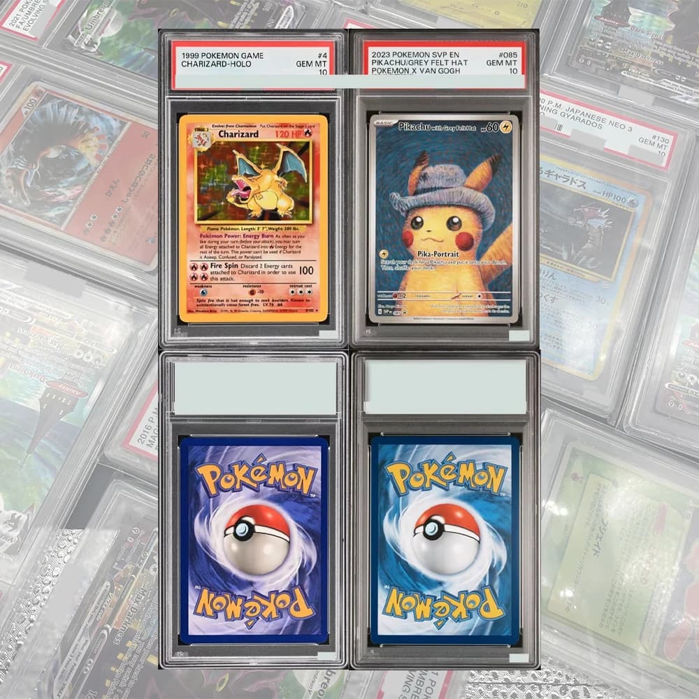 Cappello in feltro grigio Van Gogh Full Art Promo SVP English # 085 DIY Proxy PTCG Graded Collection Card GEM MT10 Etichette Olografiche Regalo