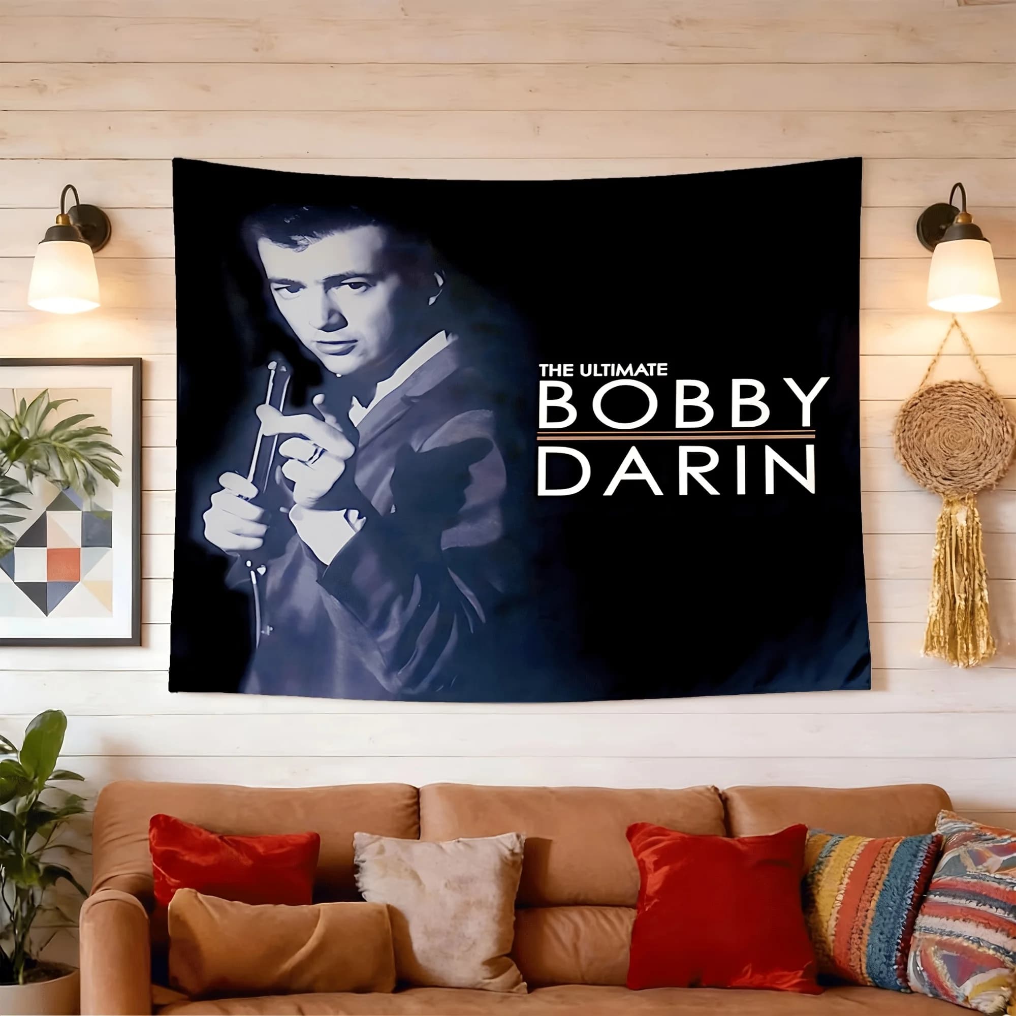 Bobby Darin Inspired Peach Skin Wall Tapestry | Polyester, Soft Texture, Ideal for Living Room, Bedroom, Office Decor, Party Decorations, No Electricity Needed