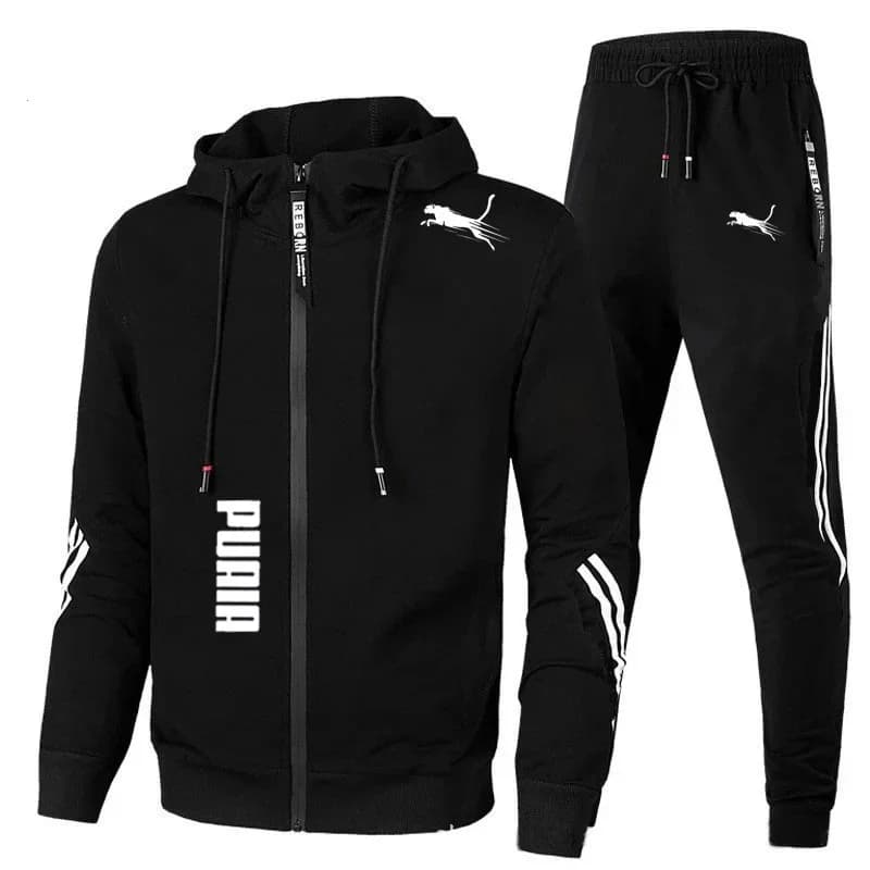 Men's Sports Complete 2 Pieces, Hoodie with Long Sleeves and Jogger Pants, Outfit Casual for Fitness and Running