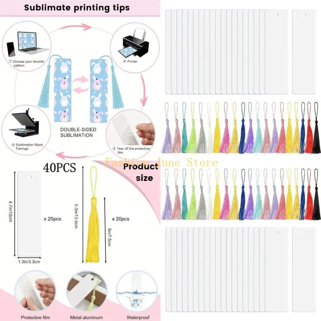 Set segnalibri per sublimazione N5KA con nappe accattivanti Segnalibri a trasferimento termico entrambi i lati per lettori