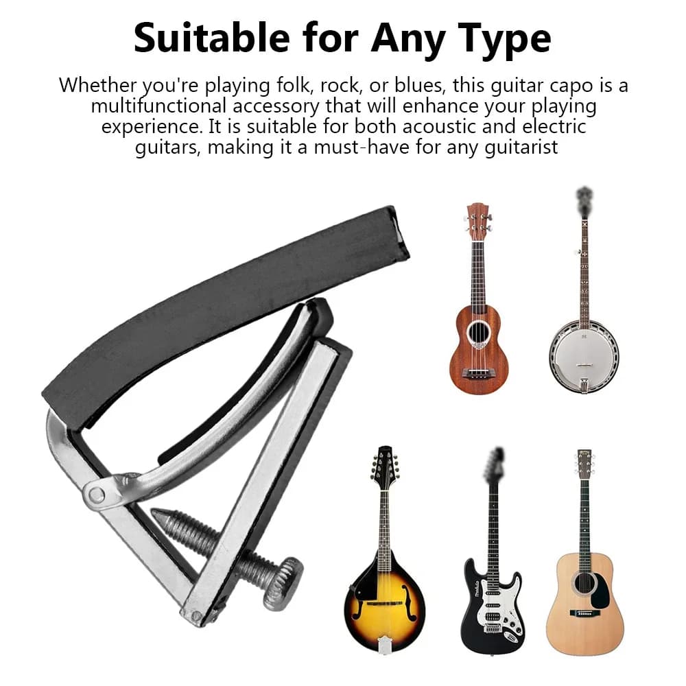 Guitar Capo Professional Acoustic Guitar Capo Bottom Support Type Built-in Rubber Pad Metal Guitar Capo String Instruments