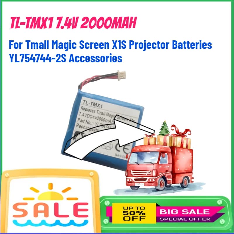 Batteria di ricambio agli ioni di litio TL-TMX1 7.4V 2000mAh per proiettore Tmall Magic Screen X1S, batterie YL754744-2S, accessori