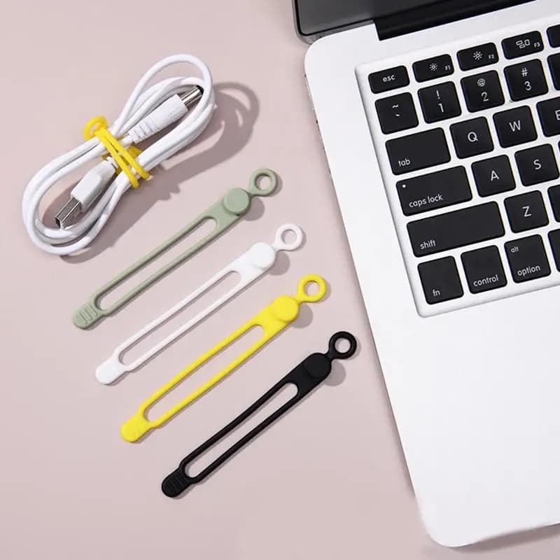 10pcsSilicone Cable Ties,Cord Organizer,Cable Straps,Reusable Cord Ties,Travel Cable Organizer ,Cute Elastic Tie, Wire Ties