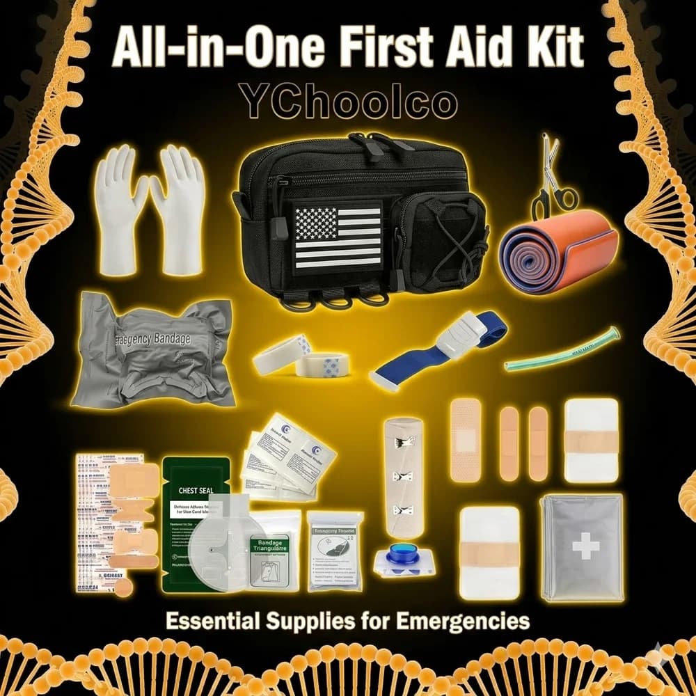 Kit di Pronto Soccorso per Sopravvivenza con Benda Israeliana, Laccio Emostatico, Splint, Kit Tattico IFAK per Emergenze e Traumi, per Cura delle Ferite e Controllo del Sanguinamento