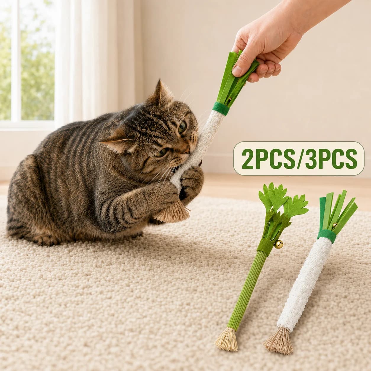 Natural Silvervine Cat Chew Toy Matatabi Stick with Bell Cat Teeth Cleaning Interactive Chew Toy for Cats Kittens Dental Care