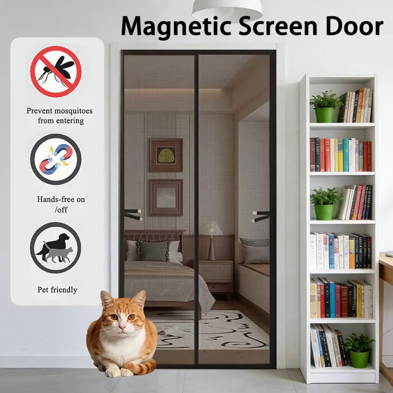 Porta magnetica per zanzariera, tenda per porta con schermo diamantato addensato resistente allo strappo, adatta agli animali domestici