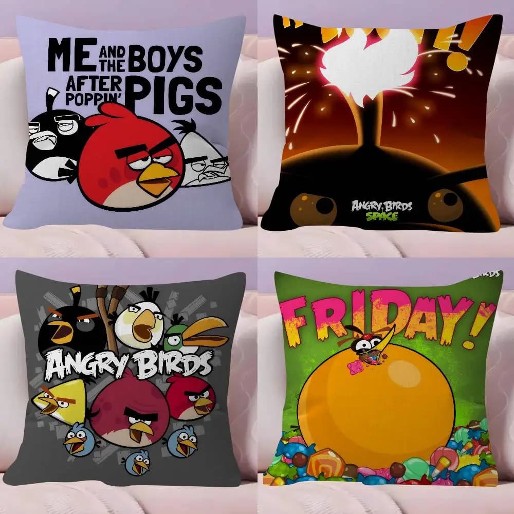 A-A-Angry Birds Printed Pillow Sheet, Custom Decoration for Sofa and Home