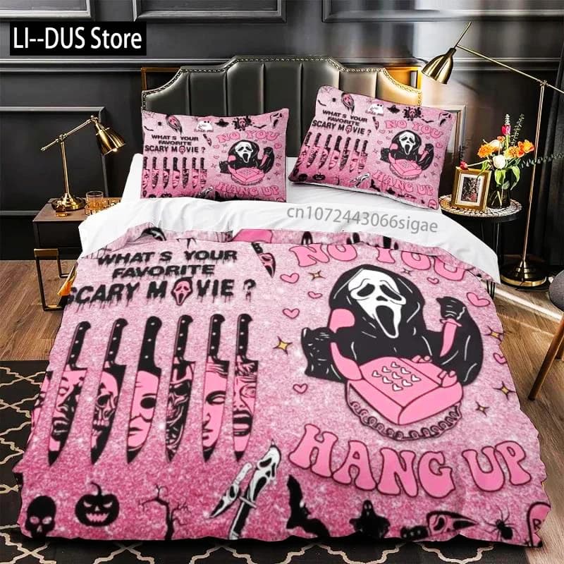 Set Halloween Bedlinen 3/4 Piece Set Skeleton Skeleton Animated Cartoon Fantasma horror funny 2 pillowcases, 1 sheet and 1 headdress
