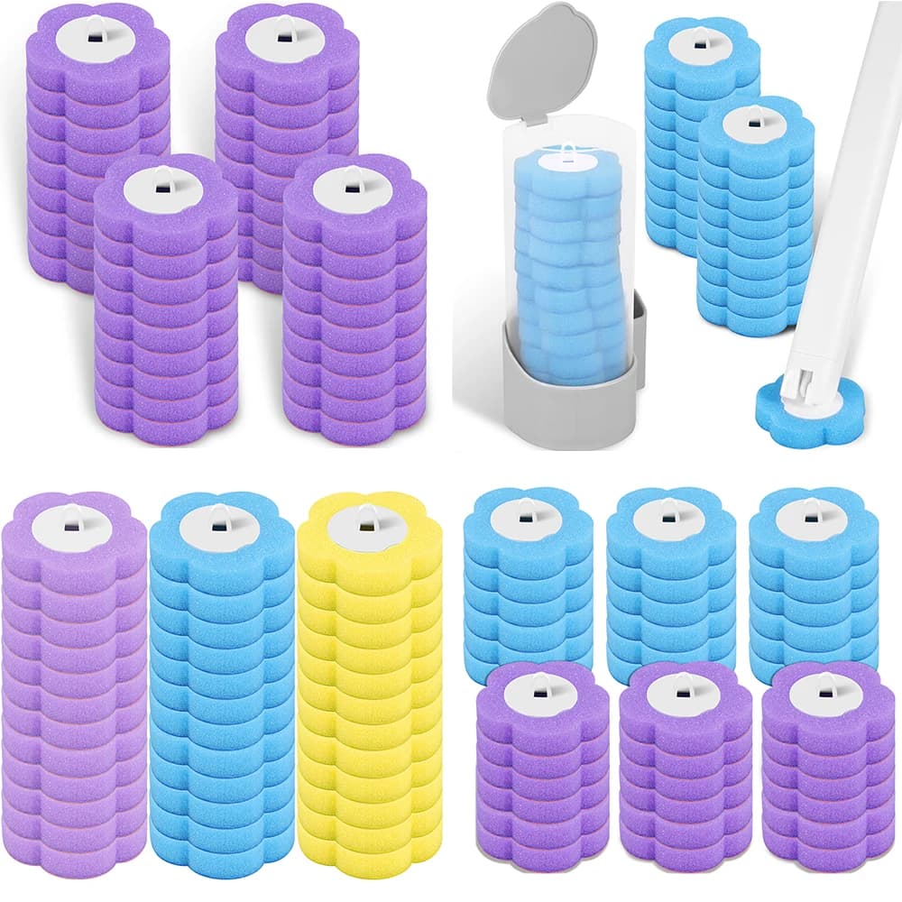 Detergente per scopino usa e getta con manico lungo Spazzola per la pulizia del bagno con testina sostituibile Accessori per il bagno